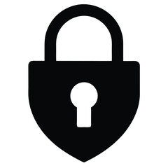 Lock Silhouette Vector Icon On White Background