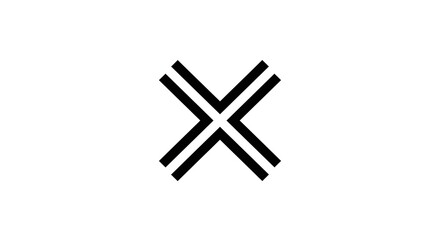 Black Double Lined 'X' Mark on White Background - Minimalist Design