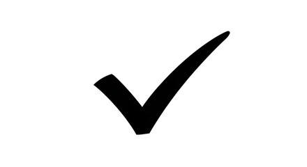 Simple Black Check Mark on White Background for Approval or Completion