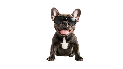 A smiling dog in shades captures the fun of summer, PNG, created with AI