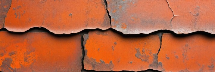 Weathered, Cracked Orange Tiles
