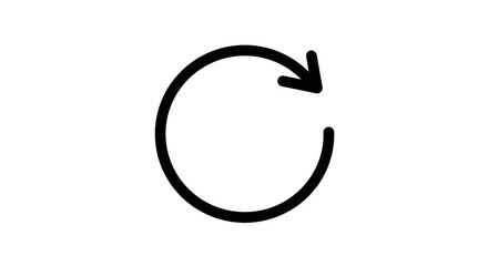Circular Arrow Indicating Refresh or Reload Action, Line Art Illustration