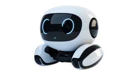 Futuristic cute robot ready for tasks, PNG, created with Generative AI
