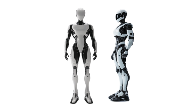 Futuristic robot with sleek design and AI, PNG, created with Generative AI