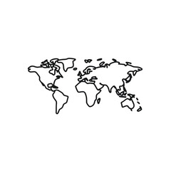 World Map Outline in Black on Transparent Simple Geography Minimalist Design