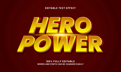 hero power editable text effect with a hero and super text style