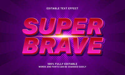 super brave editable text effect with a hero and super text style