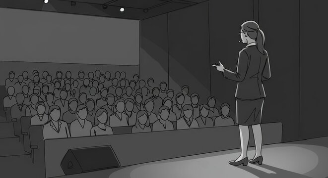 Businesswoman Giving TED Talk on Stage
