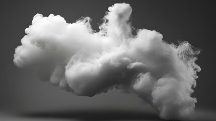 Abstract cloud-like form against a neutral backdrop.  A large, fluffy, white, wispy shape floats in mid-air.  It's softly lit, with a simple, elegant aesthetic