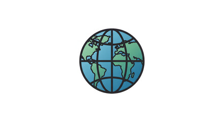 Illustration of Earth Globe with Continents in Blue and Green Colors