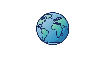 Globe Illustration of Earth with Continents and Oceans on White