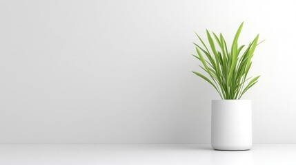Minimalist plant in white pot against white wall (4)