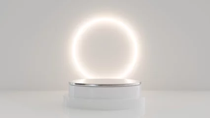 Blank podium display. Minimalist pedestal or showcase scene for present product and mock up. product display podium. 3d rendering geometric forms.  © denis