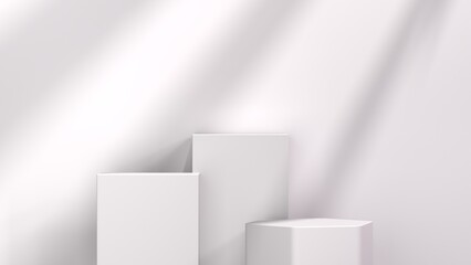 Blank podium display. Minimalist pedestal or showcase scene for present product and mock up. product display podium. 3d rendering geometric forms. 