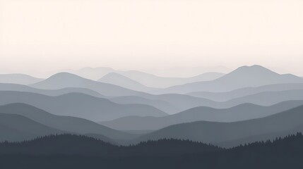 Obraz premium Serene Misty Mountainscape Rolling Hills and Forests