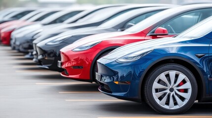 Electric Vehicles Parked in Designated Spots