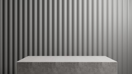 Empty wall. White wood floor and white brick wall with lights / empty space for your design. Digital generating image.