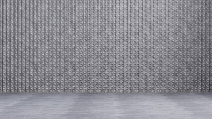 Empty wall. White wood floor and white brick wall with lights empty space for your design. Digital generating image.