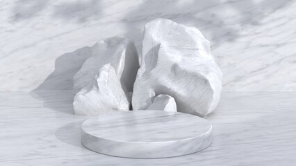 Blank podium display. Minimalist pedestal or showcase scene for present product and mock up. product display podium. 3d rendering geometric forms. 