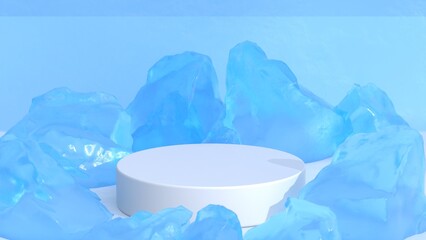 Blank podium display. Minimalist pedestal or showcase scene for present product and mock up. product display podium. 3d rendering geometric forms. 