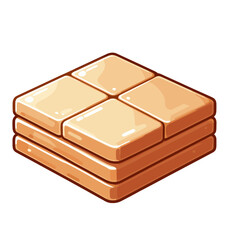 Beige ceramic tiles stacked in isometric view. Perfect for construction materials, bathroom renovation or flooring supplies illustrations.