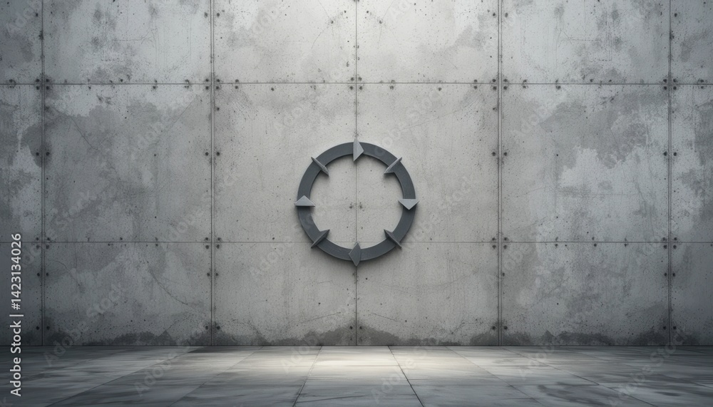 Poster exploring circular design concepts in industrial spaces modern architecture visual content minimalis