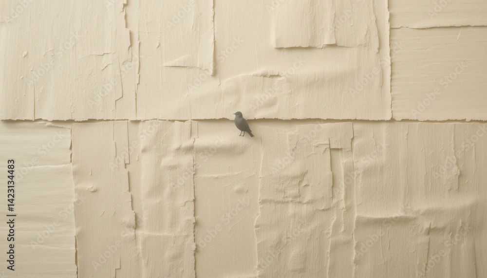 Poster Bird perched on plain wall urban setting high-quality image minimalist background close-up view nature meets architecture