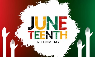 Juneteenth text with brushstroke over red green gradient background