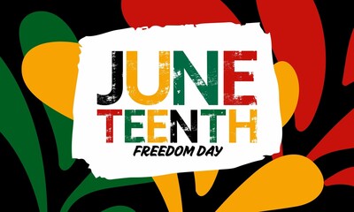 19 June African American Emancipation Day. Juneteenth Freedom Day. 19 June beautiful lettering with abstract shapes
