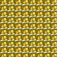 Fototapeta premium Cheese doodle pattern background Seamless Pattern of a Cheese Cheese pattern bac