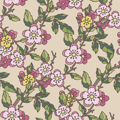 Cherry blossom seamless floral pattern