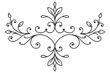 Elegant Ornamental Divider Design, Vintage Floral Scroll Decoration, Classic Black and White Line Art