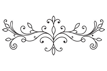 Elegant Ornamental Divider Design, Vintage Floral Scroll Decoration, Classic Black and White Line Art