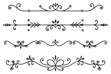 Obraz premium Elegant Ornamental Divider Design, Vintage Floral Scroll Decoration, Classic Black and White Line Art