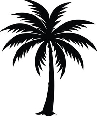 Silhouette palm tree graphic illustrating tropical vacation summer design elements for decorative and promotional use