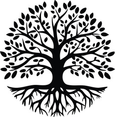 Elegant tree of life illustration with leaves roots and branches representing nature's resilience and growth perfect for symbolism and design