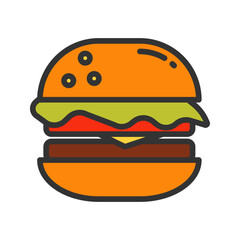 Burger icon vector image. Suitable for mobile apps, web apps and print media.