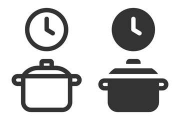 Vector icon of cooking pot and kitchen timer.
