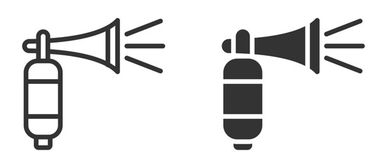 Vector icon of loud air horn with sound lines.
