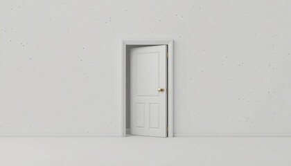 Open door action minimalist room digital art neutral colors perspective view symbolism of opportunity