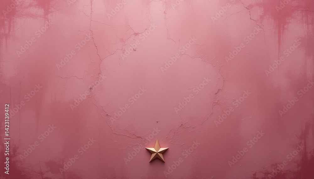Poster artistic star centered on textured pink background minimalist design visual art studio setting close