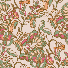 Exotic Garden Flowers Beige Background