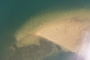 Aerial View of Sandbar and Water