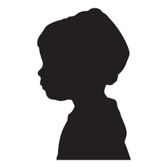 silhouette of a little boy side view on white background