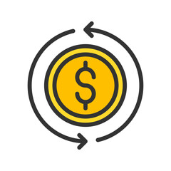 Turnover icon vector image. Suitable for mobile apps, web apps and print media.