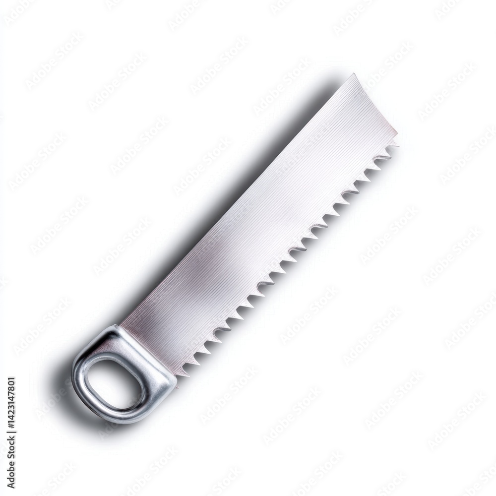 Poster a metallic saw blade with a rounded handle, designed for cutting various materials with precision an