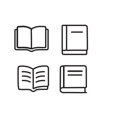 vector illustration of book elements in one line style