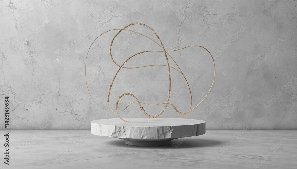 Aufkleber dynamic abstract sculpture display minimalist art gallery 3d rendered artwork contemporary environme