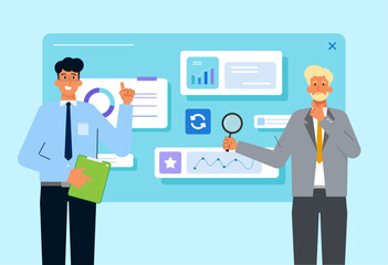 Two People Sharing Insights on Data illustration