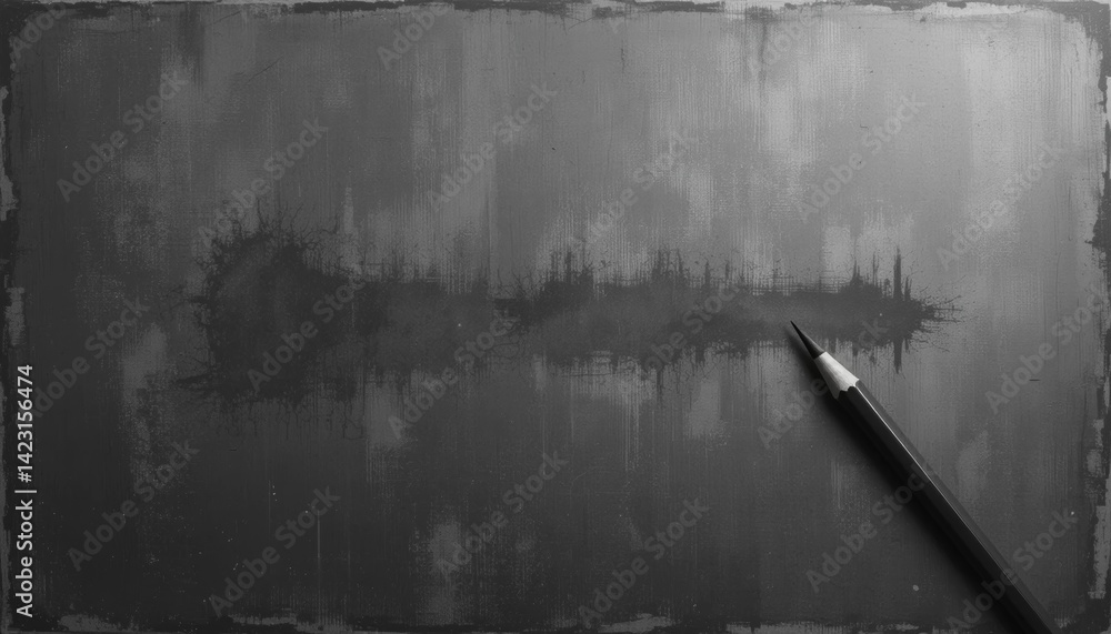 Poster sound wave visualization art abstract space digital artwork minimalist design top-down view creative